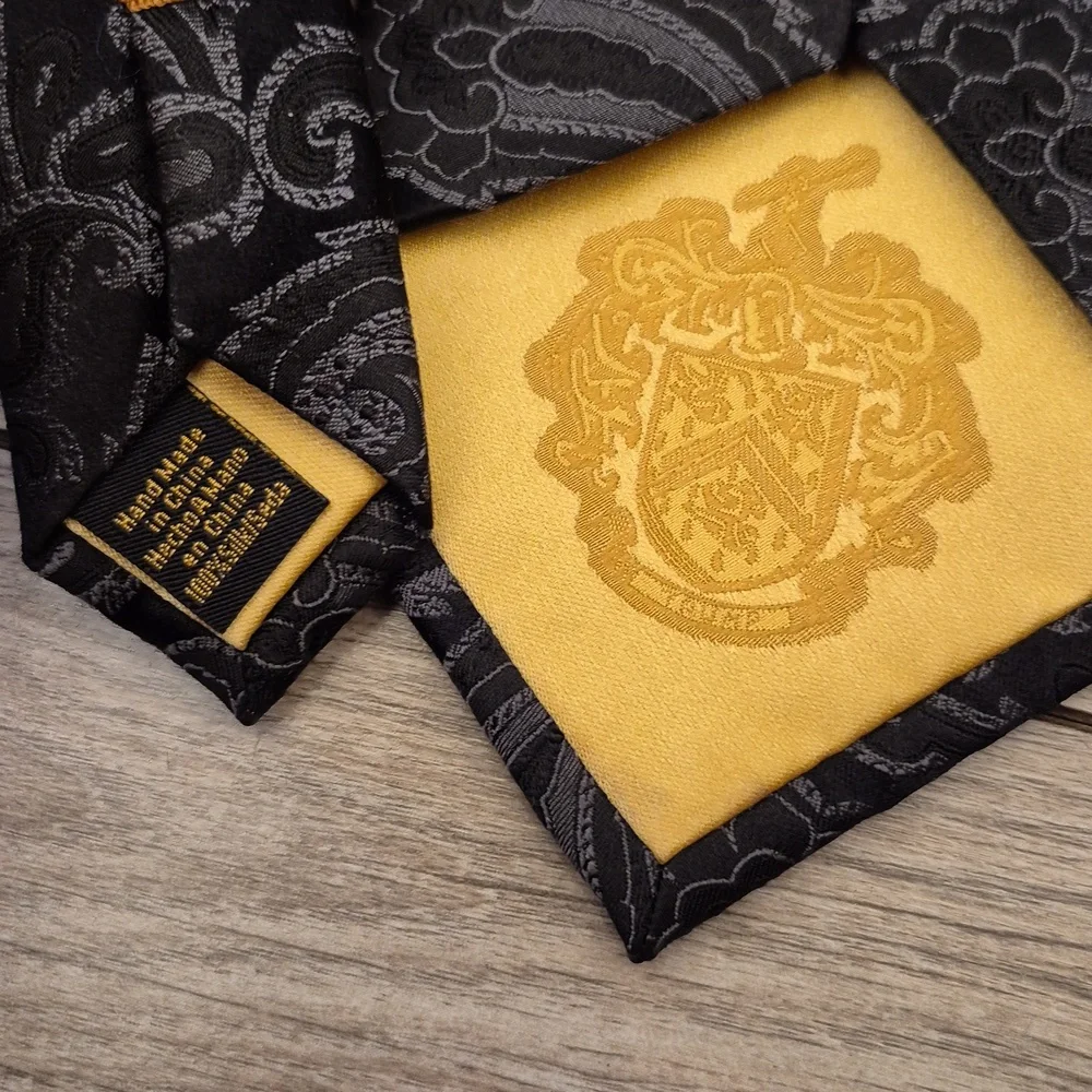 DONALD TRUMP Signature Collection Metallic Black Silver‎ Paisley Mens Silk Tie